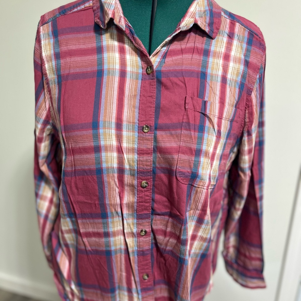 SO Women’s Plaid Button-Down Shirt - Red and Blue